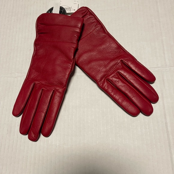 NEIMAN MARCUS WOMEN LEATHER RED GLOVES SIZE S - Picture 2 of 11